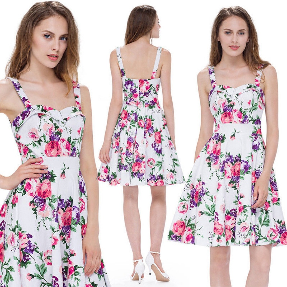 Size 12 Floral Printed Dress 50s style
